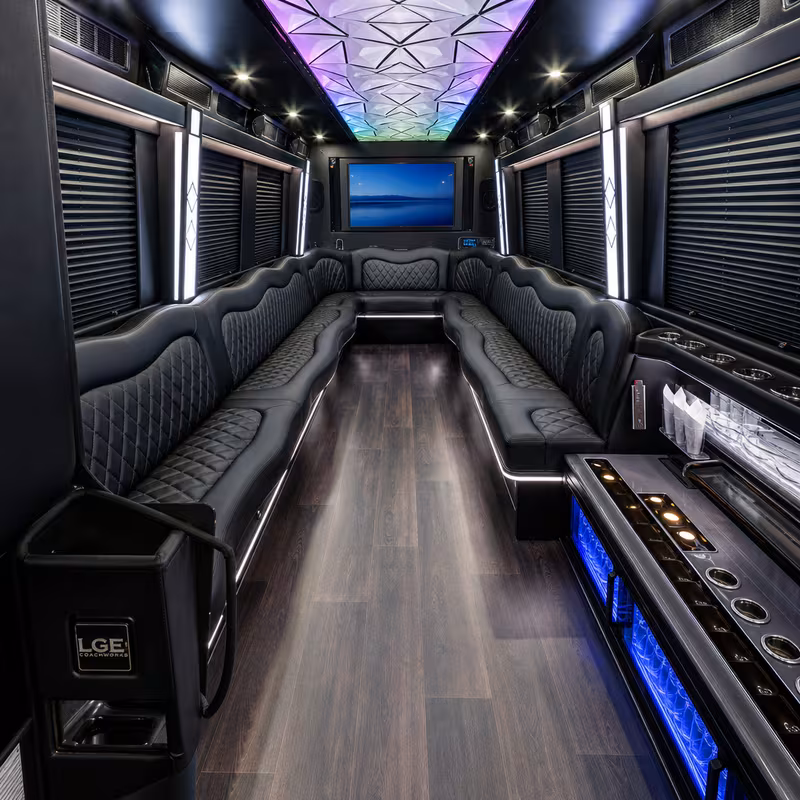 15 Passenger Party Bus Interior