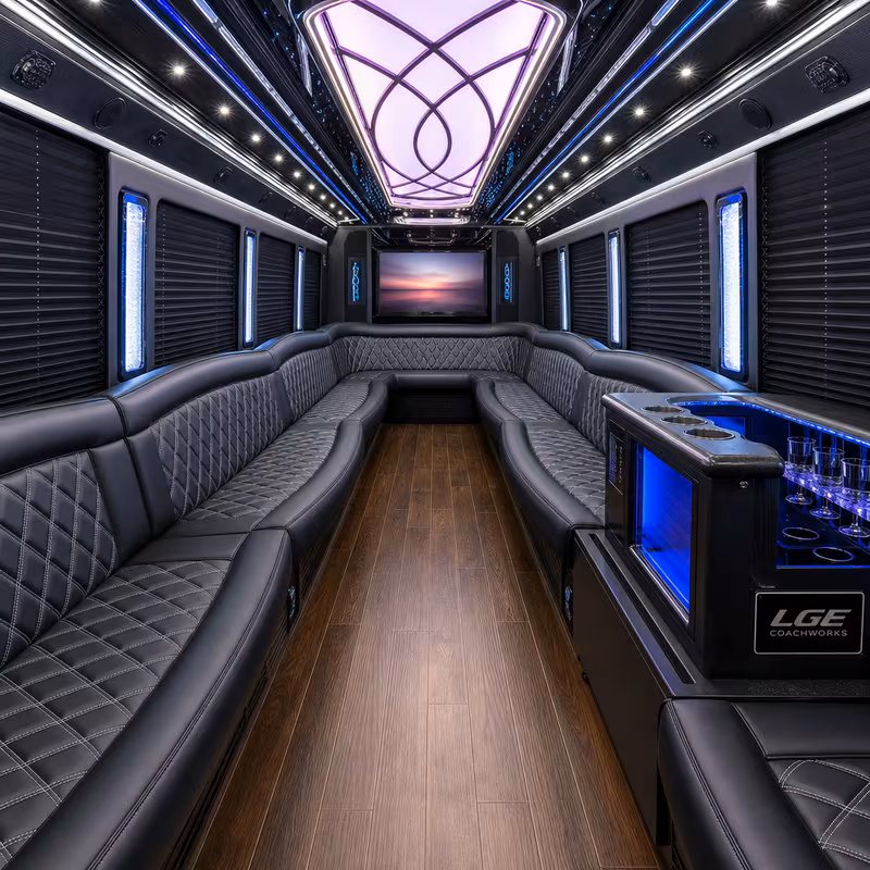 18 Passenger Party Bus Interior