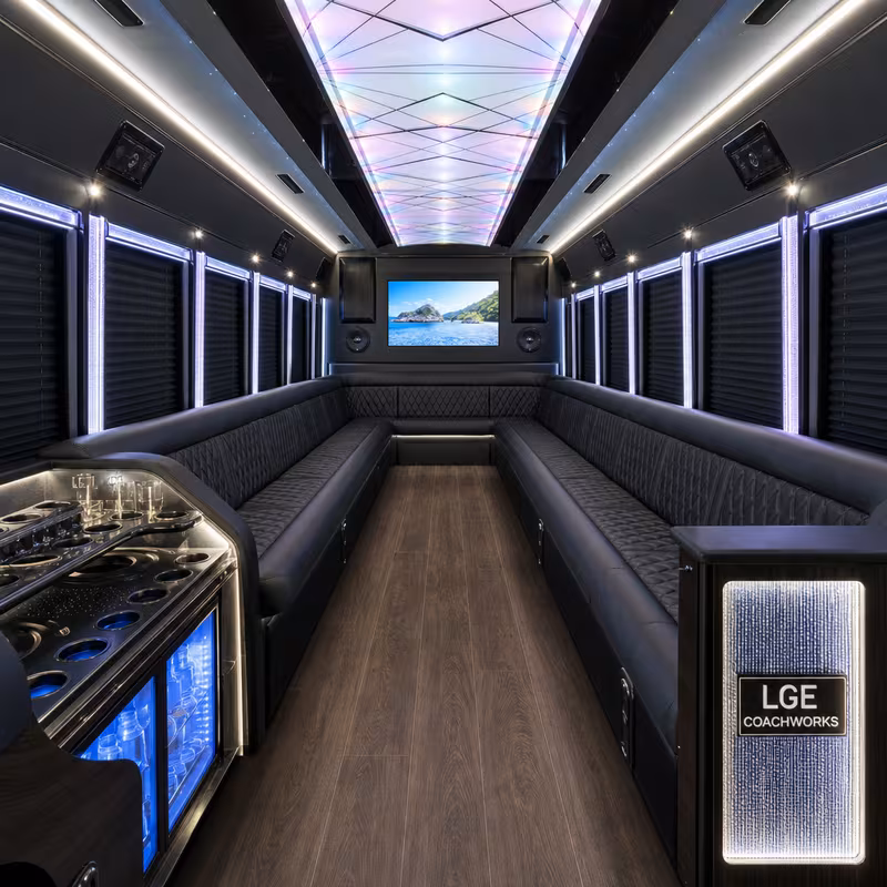 18 Passenger Party Bus Interior