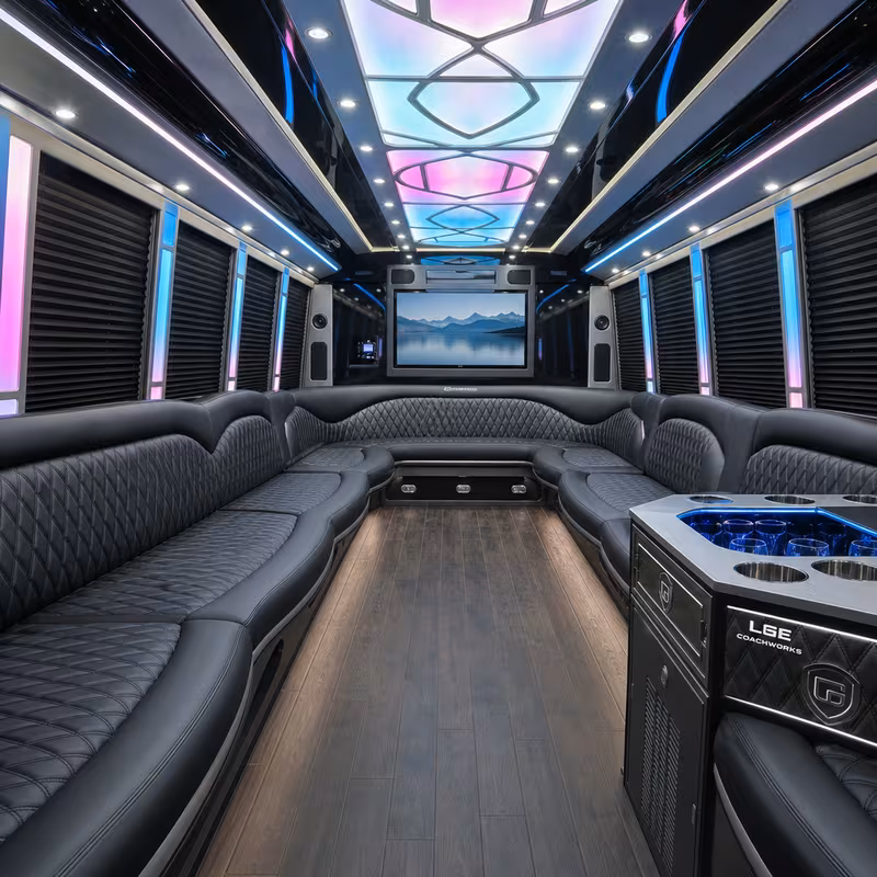 20 Passenger Party Bus Interior