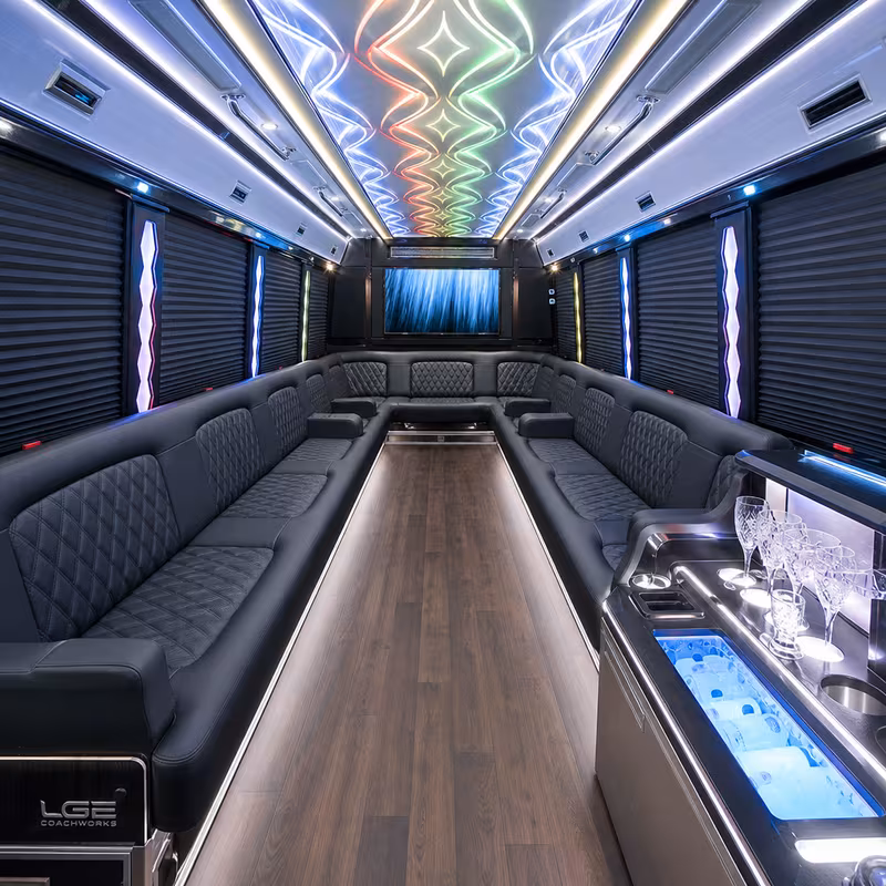 20 Passenger Party Bus Interior