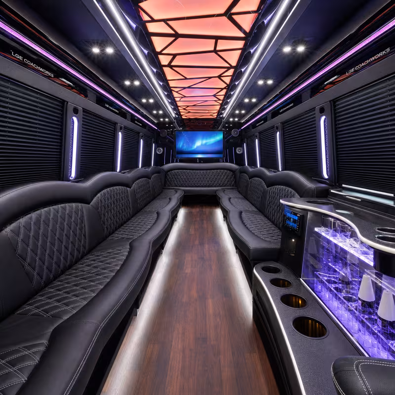 25 Passenger Party Bus Interior