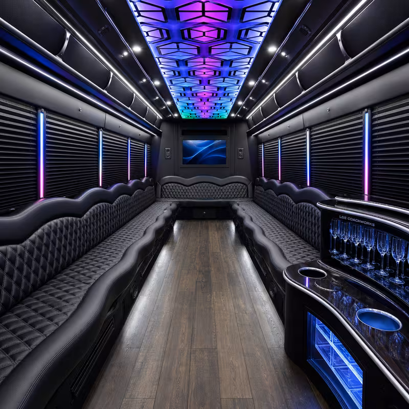28 Passenger Party Bus Interior