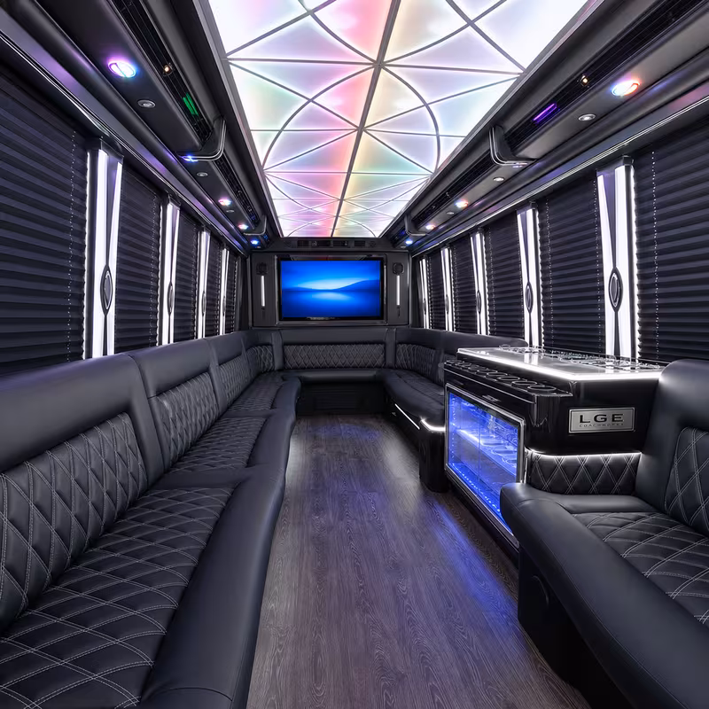 28 Passenger Party Bus Interior