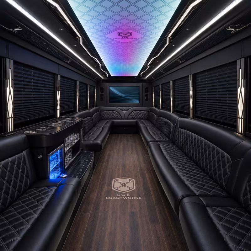 40 Passenger Party Bus Interior