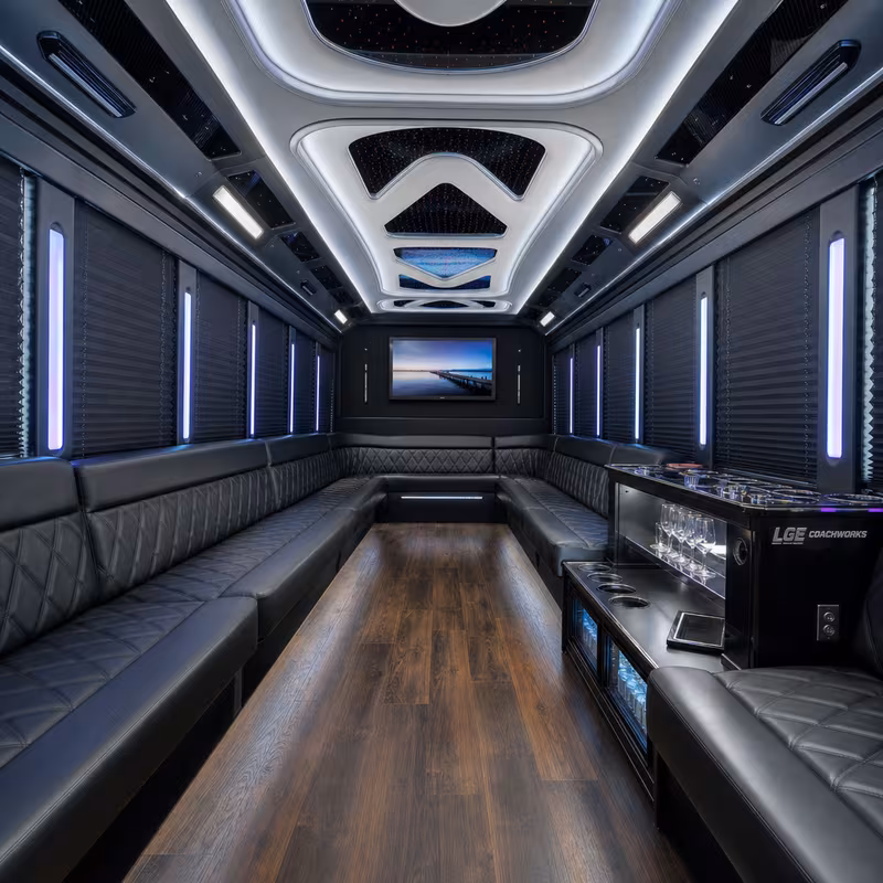 50 Passenger Party Bus Interior