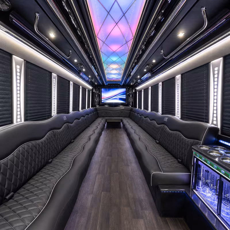 50 Passenger Party Bus Interior