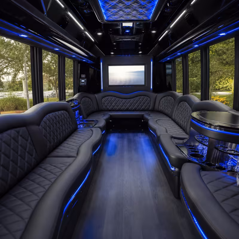 Passenger watching the San Jose scenery during a regional party bus road trip