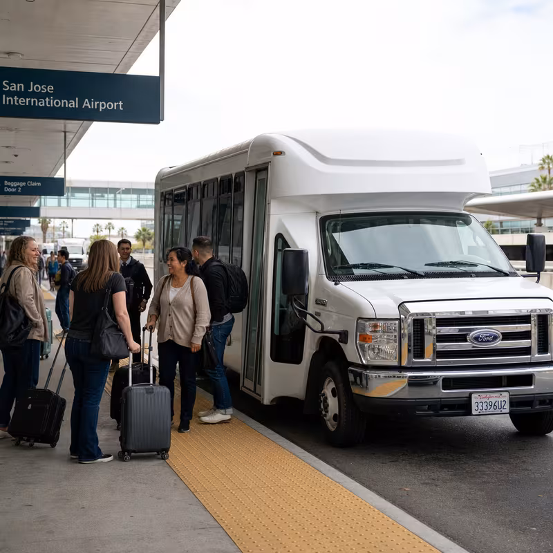 Black Mercedes Sprinter van staged for an San Jose Airport Transportation group