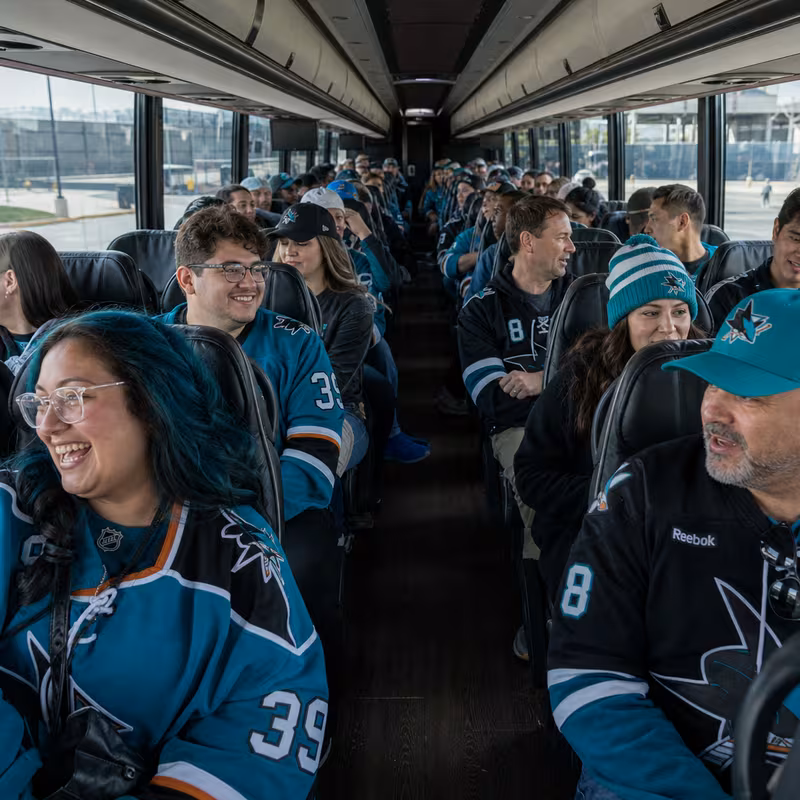 Passenger seating aboard a San Jose party bus rental