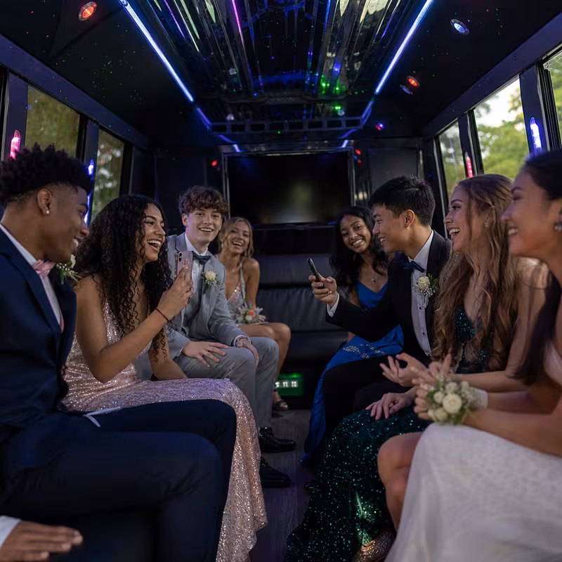 Black Mercedes Sprinter van staged for an San Jose Prom & Homecoming Transportation group