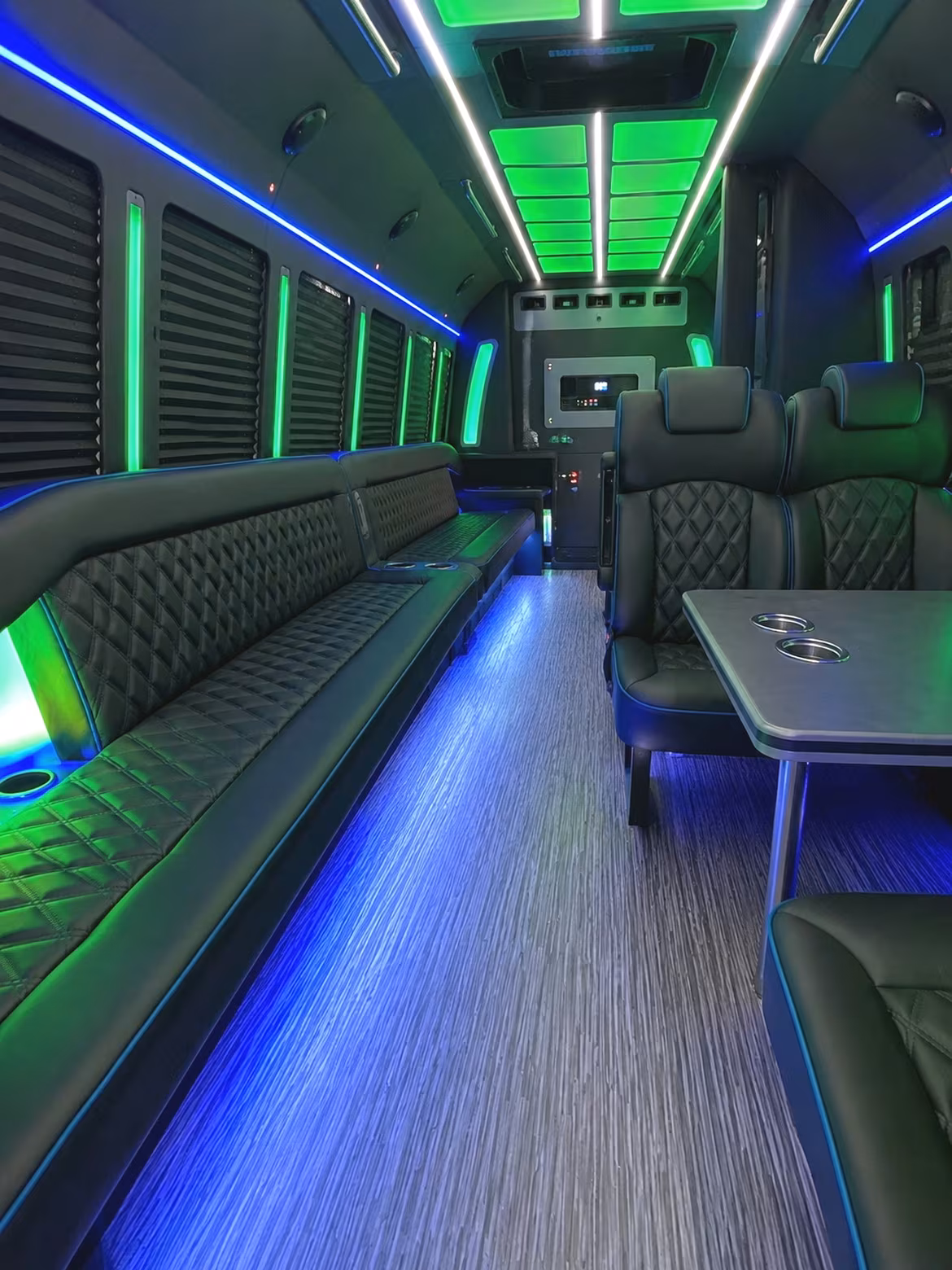 San Jose Birthday, Sweet 16, & Quinceañera Transportation party bus interior