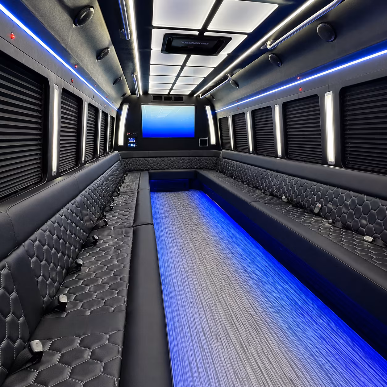 San Jose Birthday, Sweet 16, & Quinceañera Transportation party bus interior