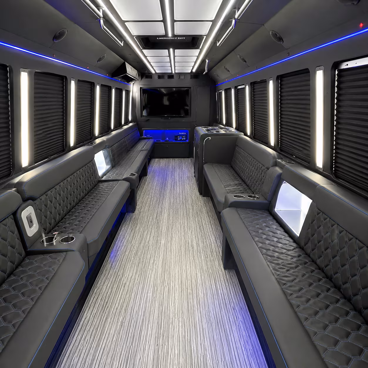 San Jose Sporting Event Transportation party bus interior