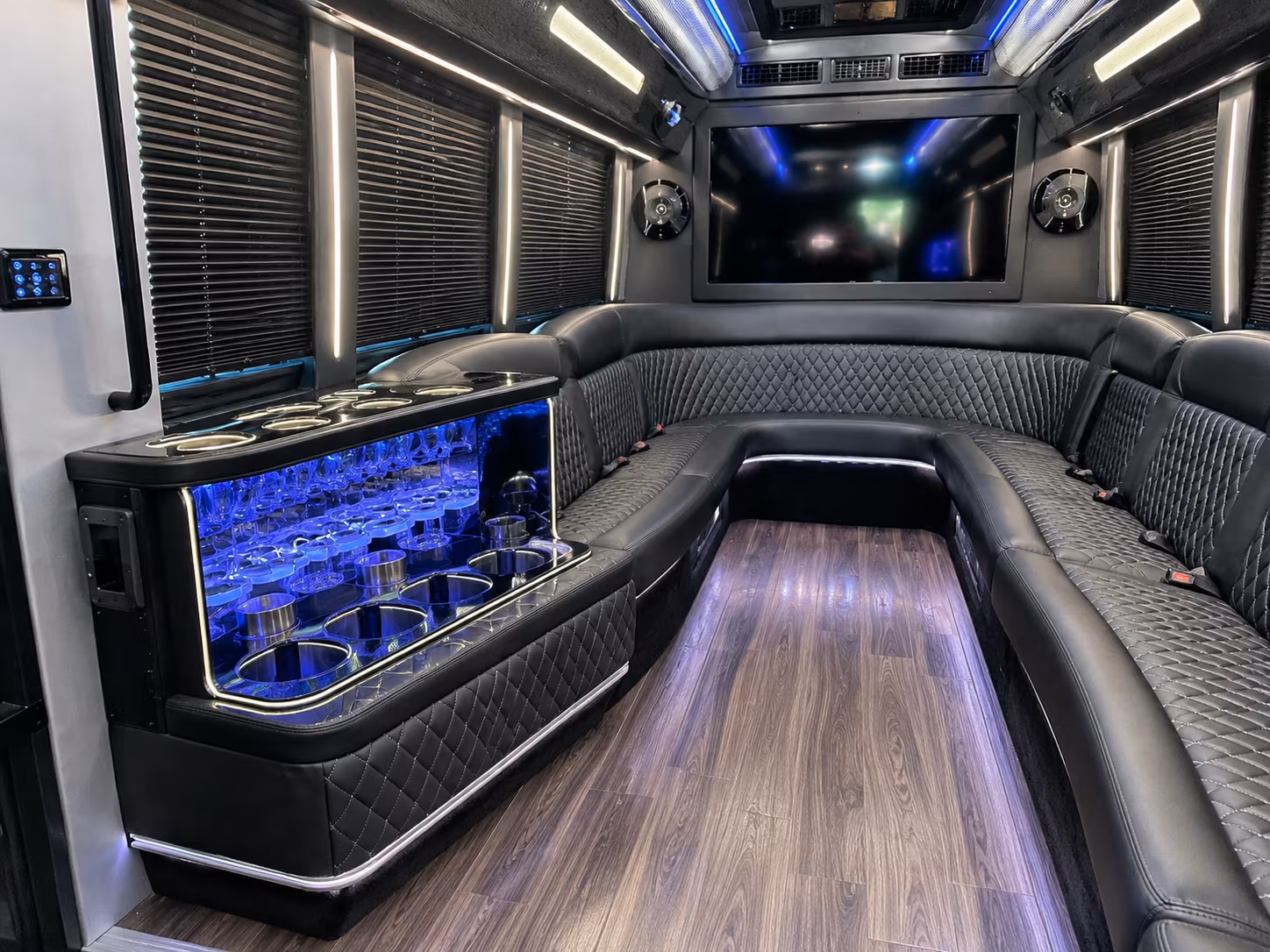 San Jose Sporting Event Transportation party bus interior
